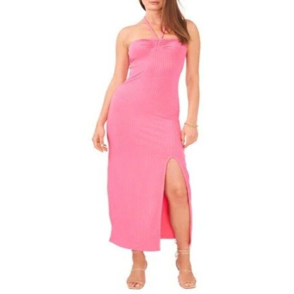 NWT $ 99 1.STATE CENTER RUCHED HALTER KNIT JUNEBERRY MIDI DRESS SZ MEDIUM - Picture 2 of 10